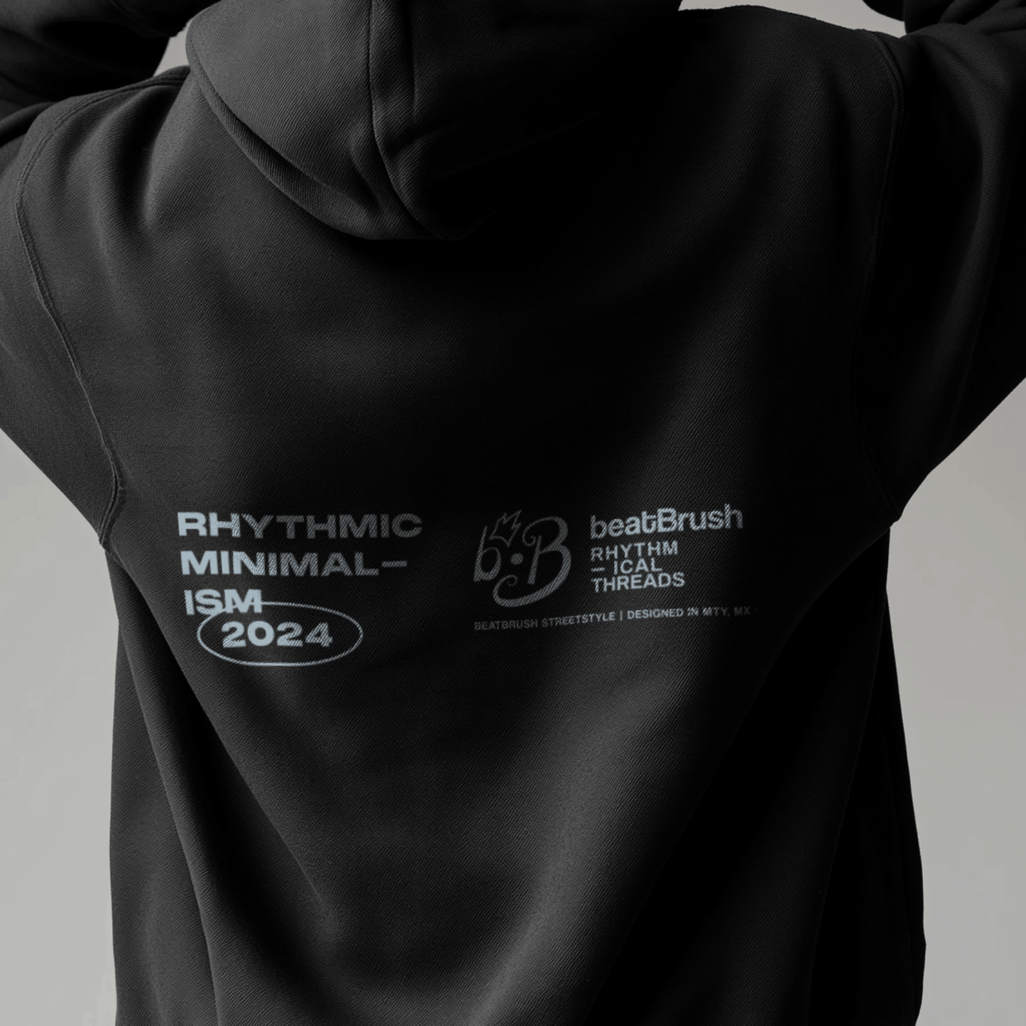 Rhythmic Minimalism Hoodie – Unisex Hoodie Featuring Embroidered “Feathering” Phrase | Premium Cotton Blend