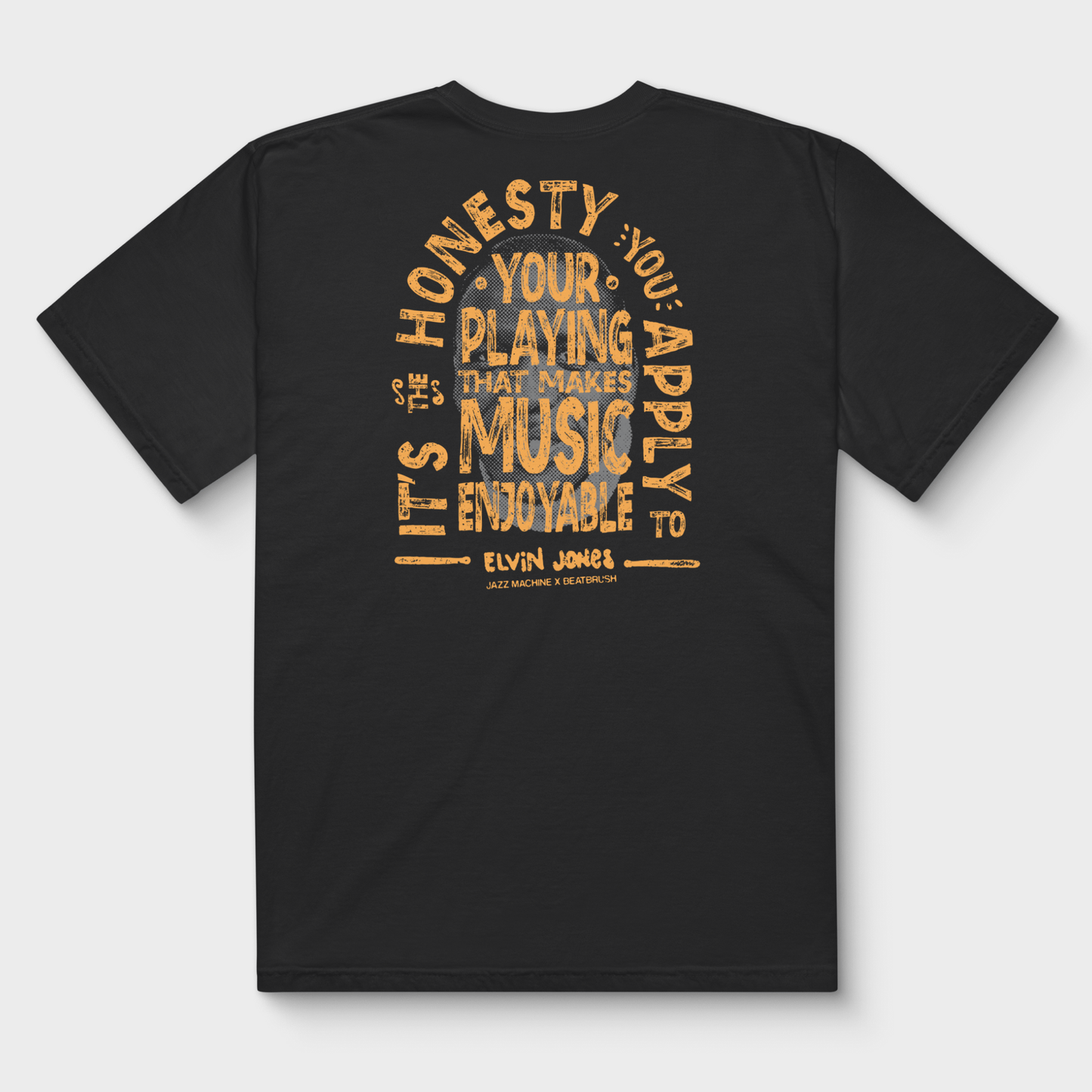 Vintage Elvin Quote & Jazz Machine Drumset Tee - Handmade Lettering