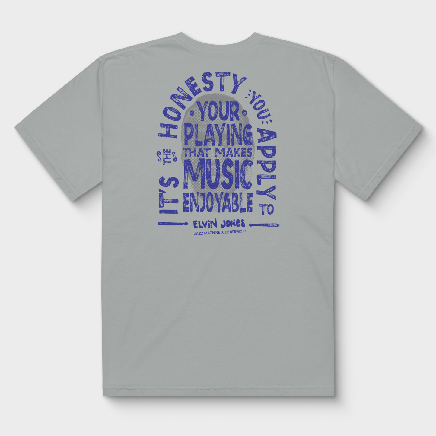 Vintage Elvin Quote & Jazz Machine Drumset Tee - Handmade Lettering