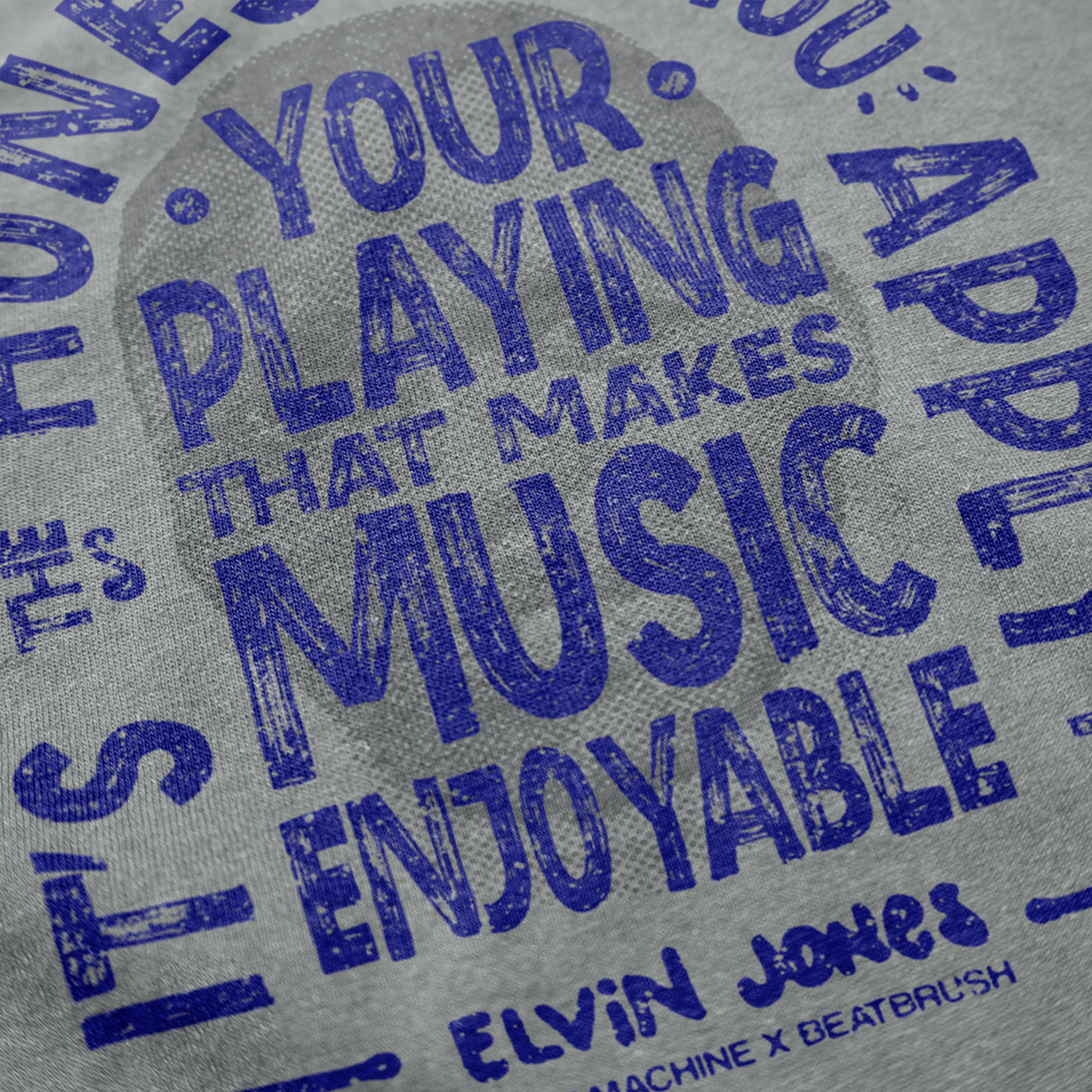 Vintage Elvin Quote & Jazz Machine Drumset Tee - Handmade Lettering