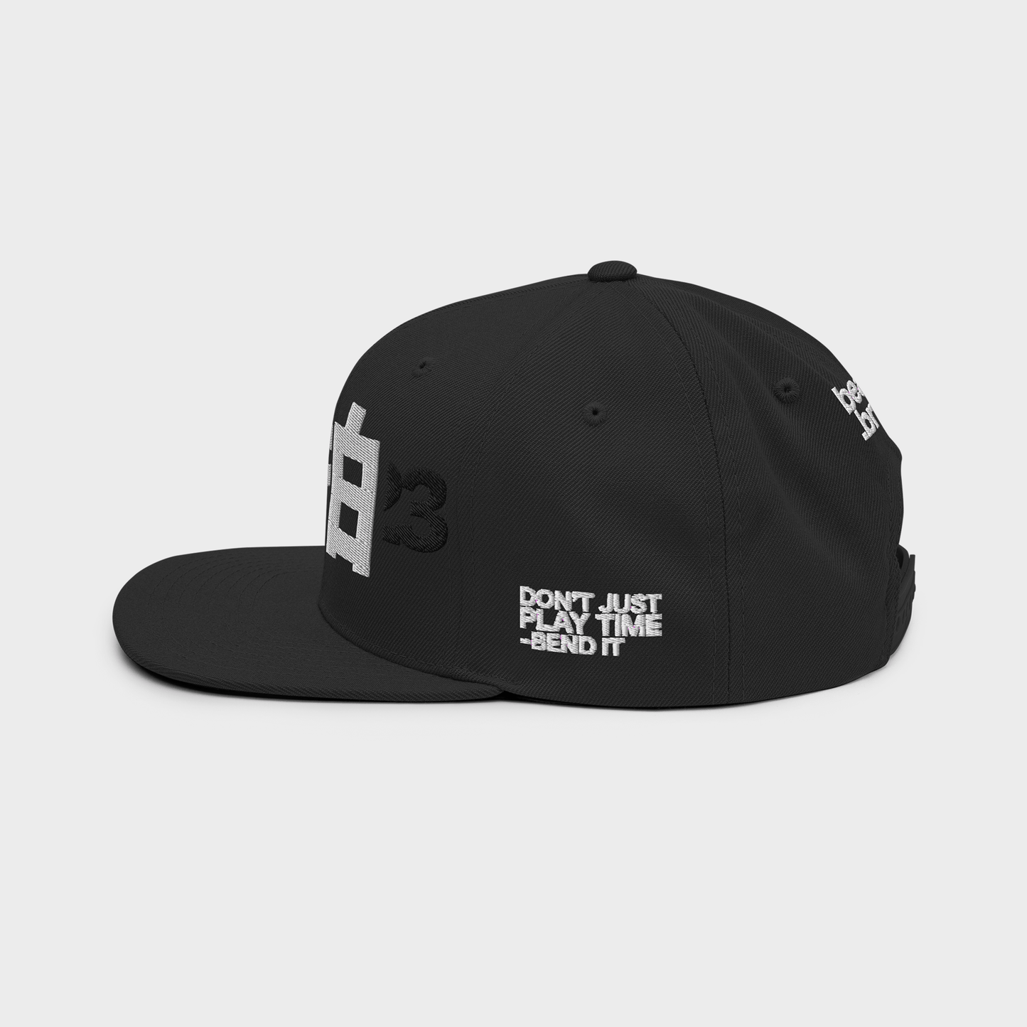 SHINPAKU Classic Snapback Cap – “Don’t Just Play Time, Bend It”