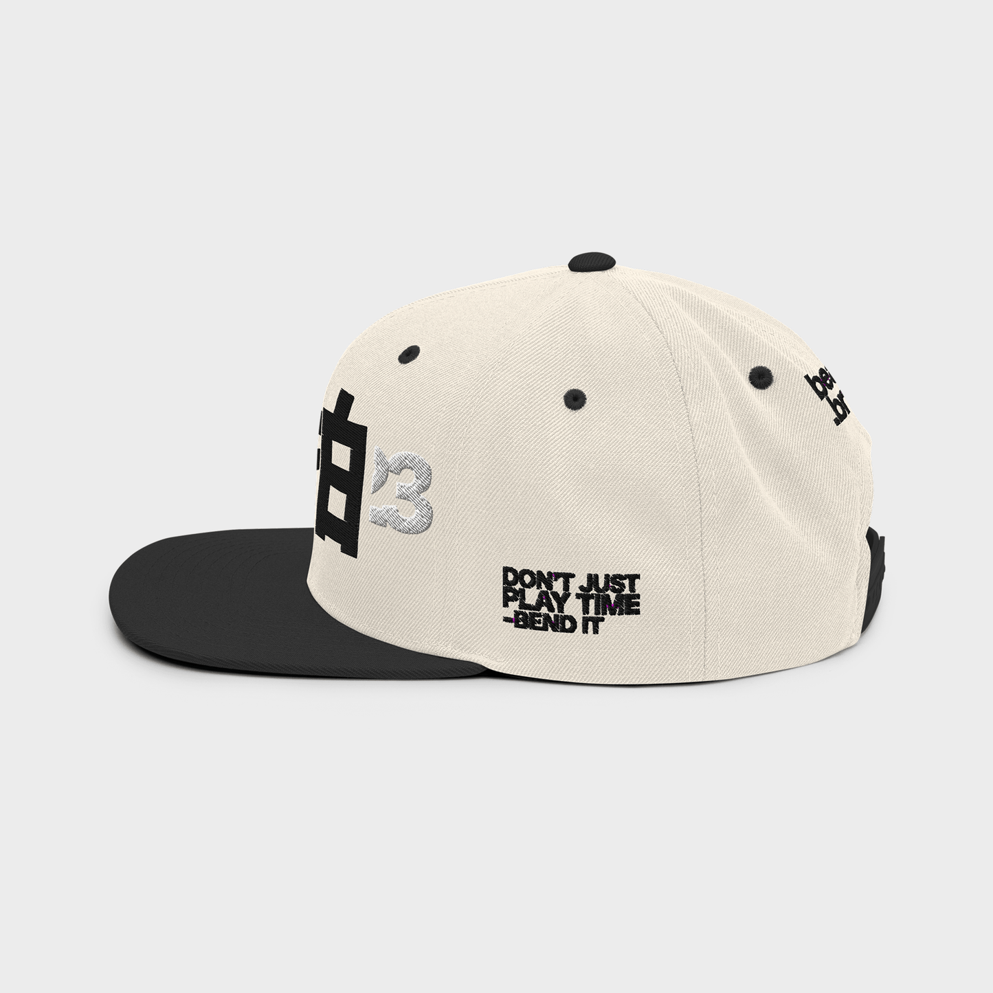 SHINPAKU Classic Snapback Cap – “Don’t Just Play Time, Bend It”