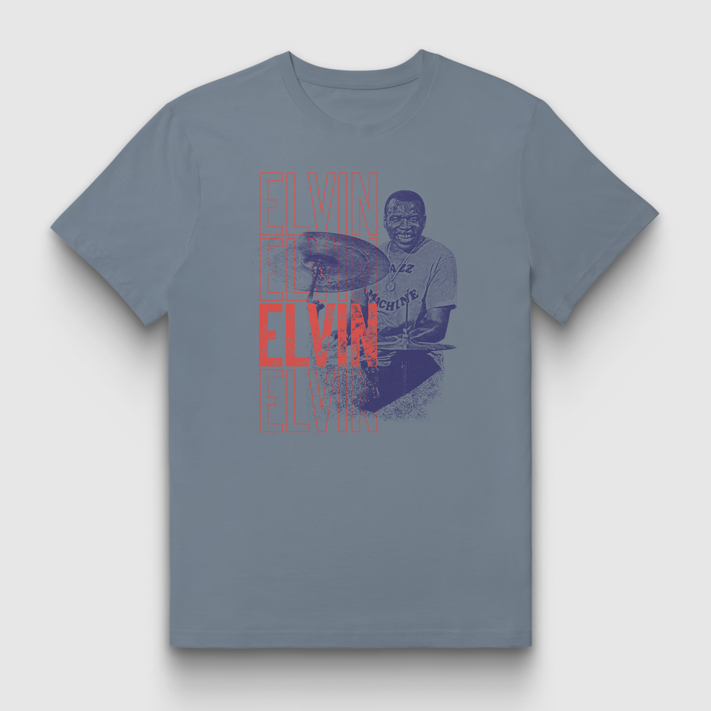 Vintage Elvin Jones Halftone Jazz Drummer Illustration Tee