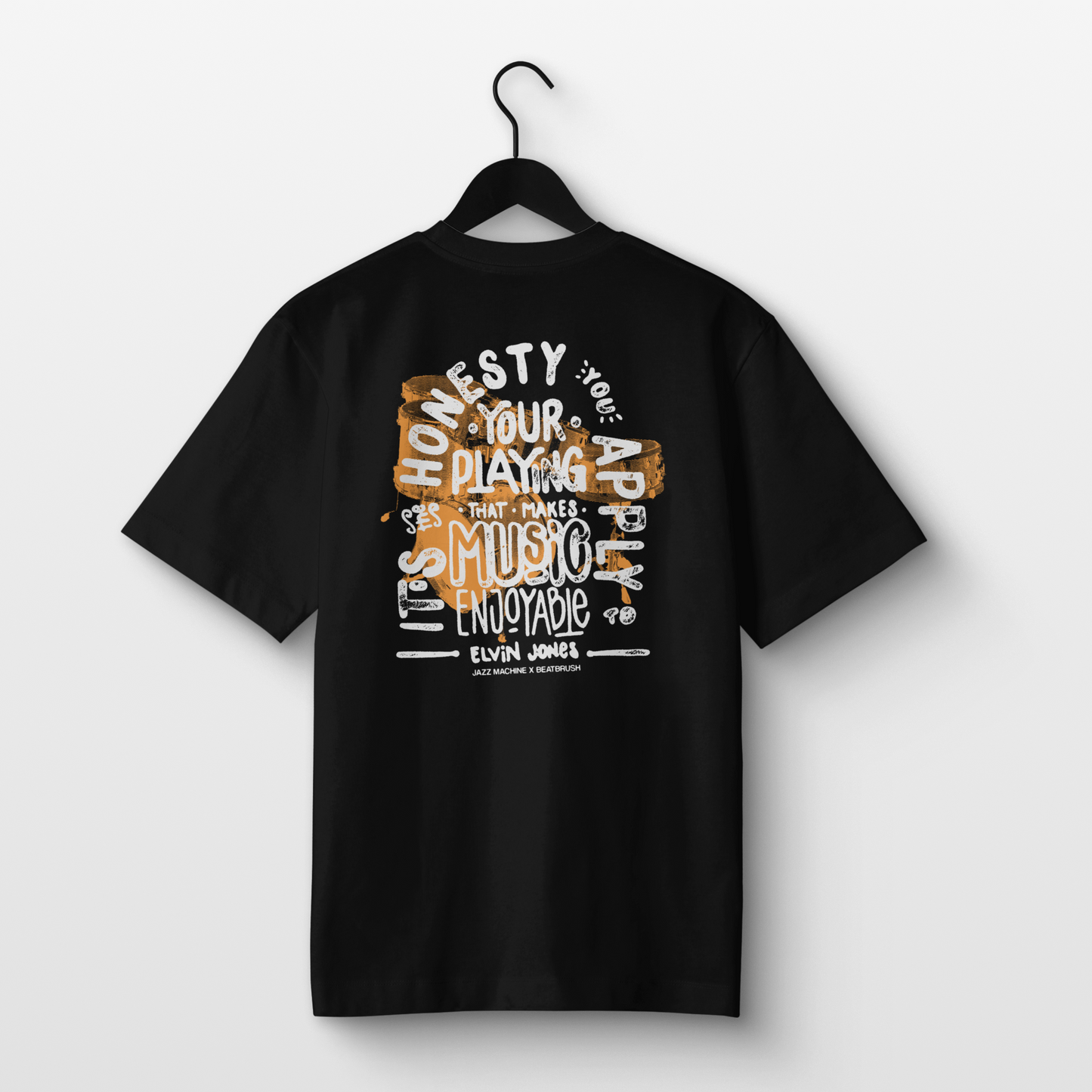 Vintage Elvin Quote & Jazz Machine Drumset Tee - Handmade Lettering