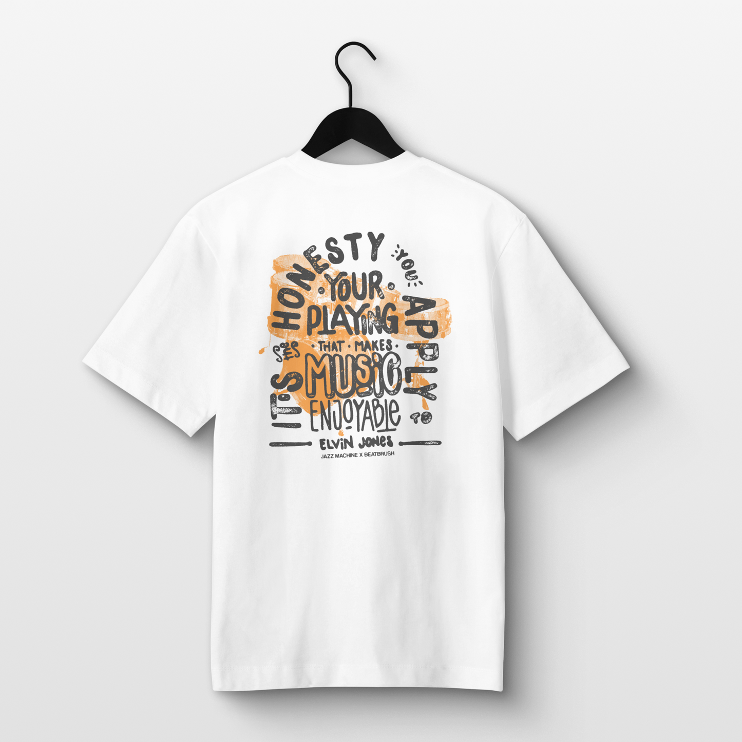 Vintage Elvin Quote & Jazz Machine Drumset Tee - Handmade Lettering