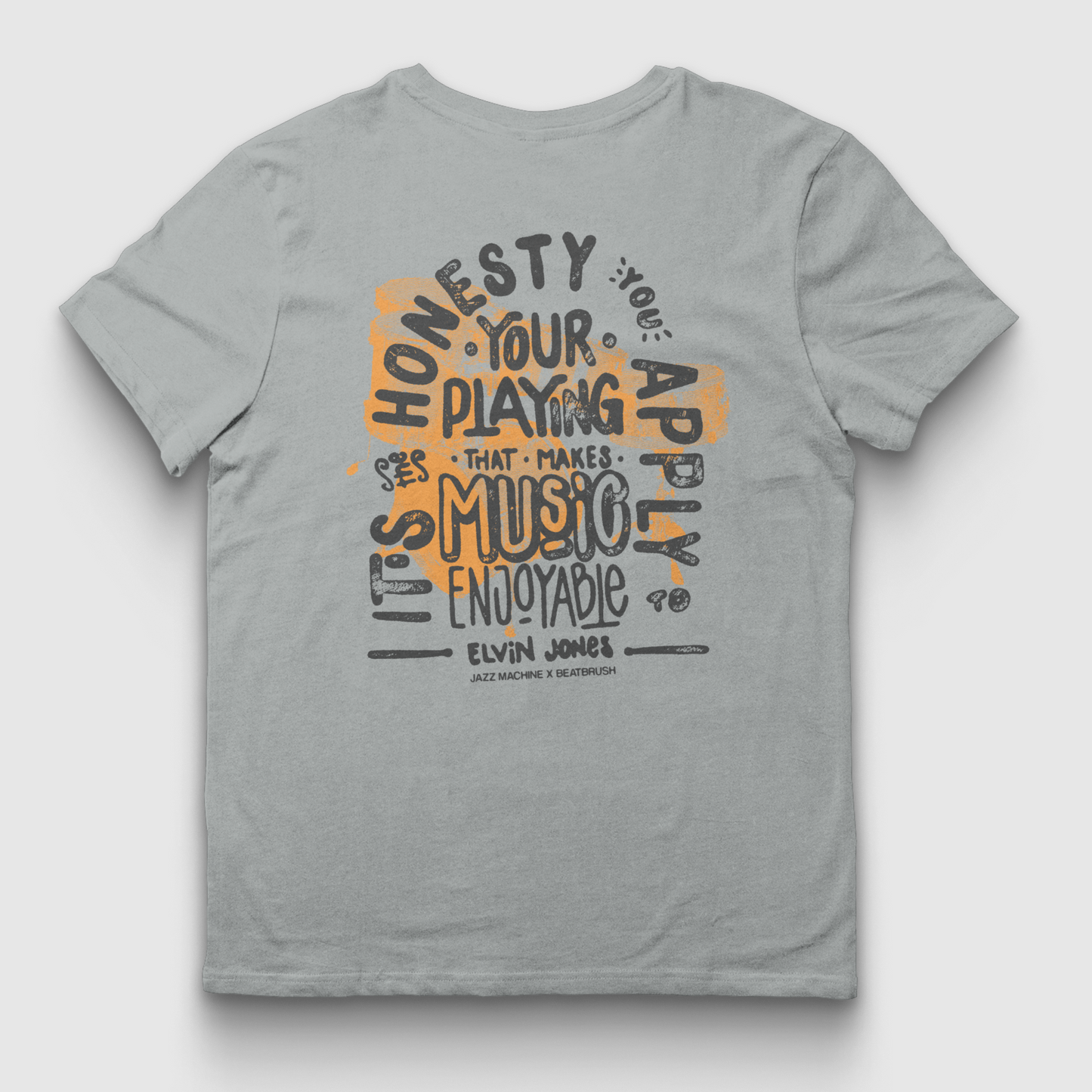 Vintage Elvin Quote & Jazz Machine Drumset Tee - Handmade Lettering