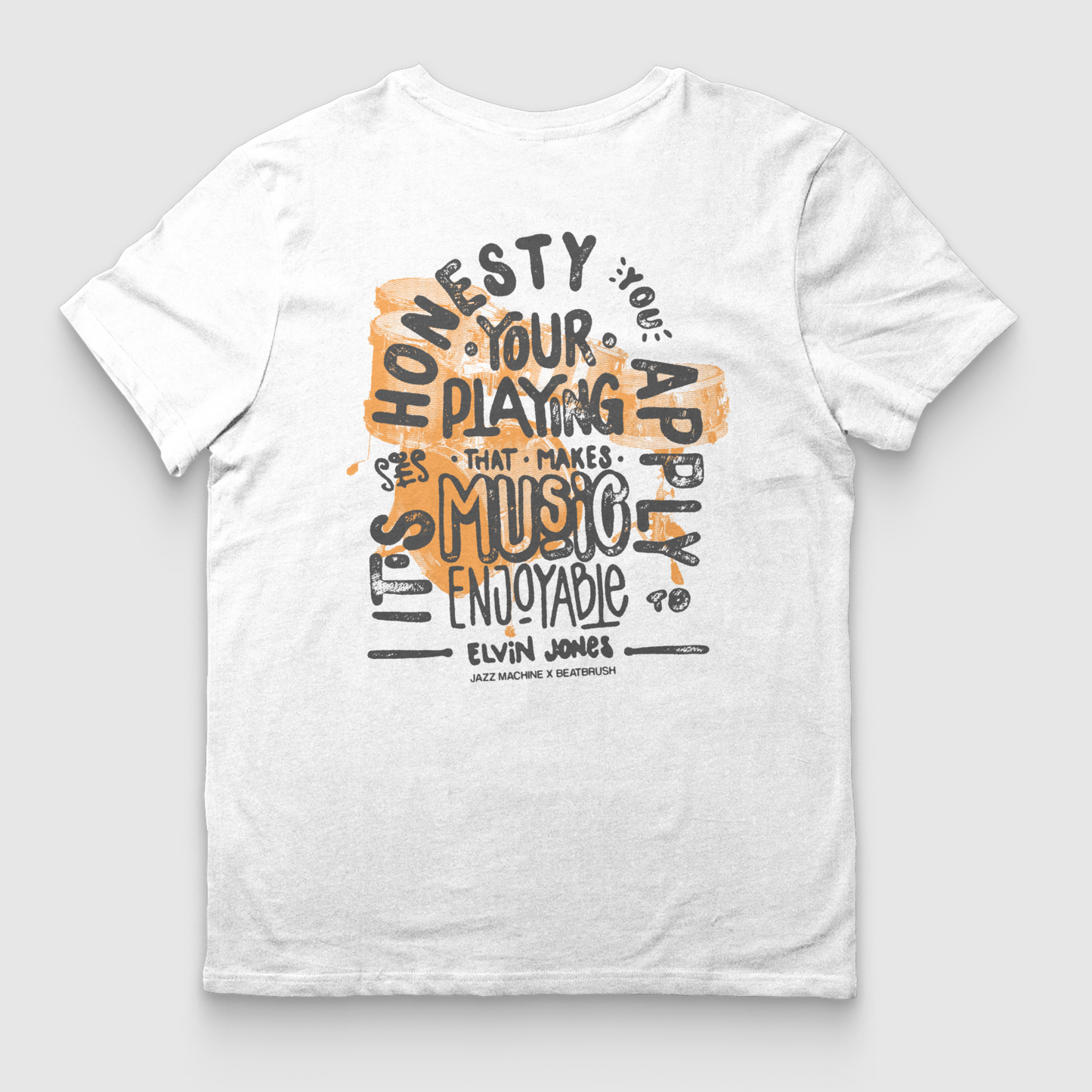 Vintage Elvin Quote & Jazz Machine Drumset Tee - Handmade Lettering