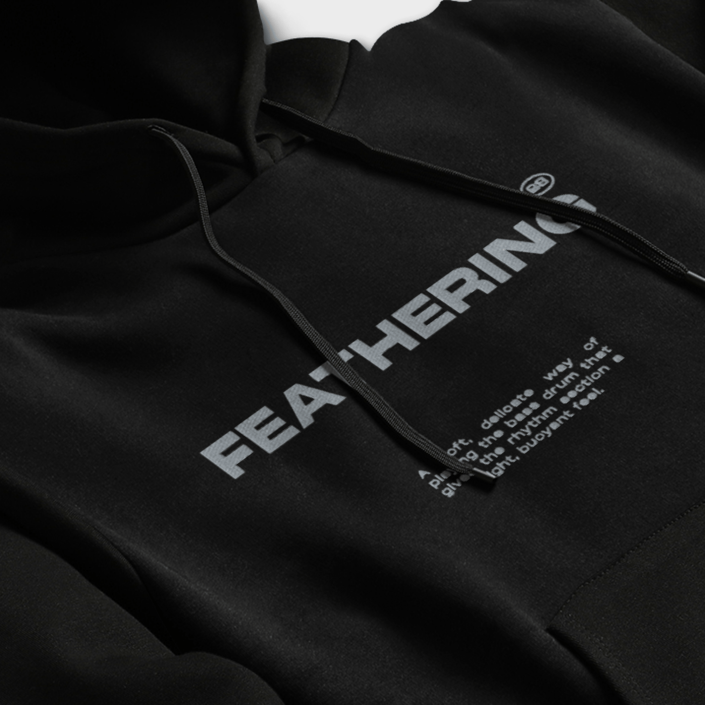 Rhythmic Minimalism Hoodie – Unisex Hoodie Featuring Embroidered “Feathering” Phrase | Premium Cotton Blend