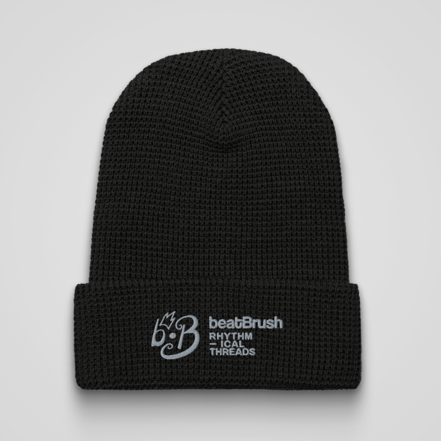 Breaking Rhythms Waffle Beanie – BeatBrush Embroidered Design