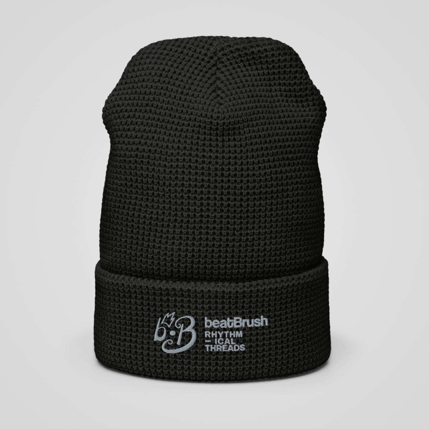 Breaking Rhythms Waffle Beanie – BeatBrush Embroidered Design