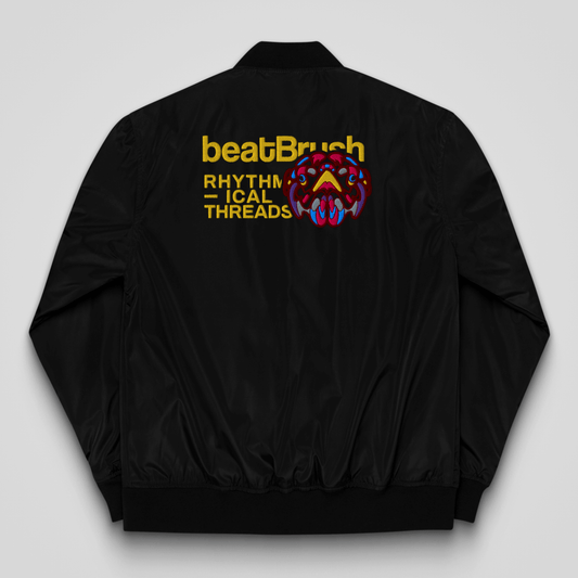 BeatBrush Rhythmical Threads – Singing Wren Embroidered Bomber Jacket with Japanese Katakana Accents