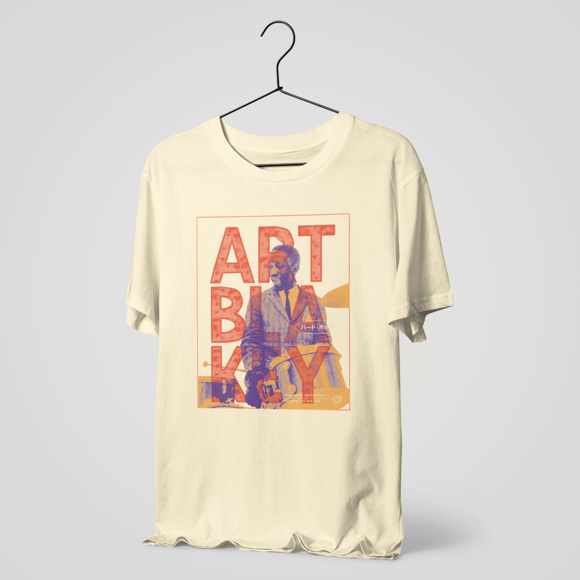 Jazz Legend Art Blakey T-Shirt Ivory Hanged