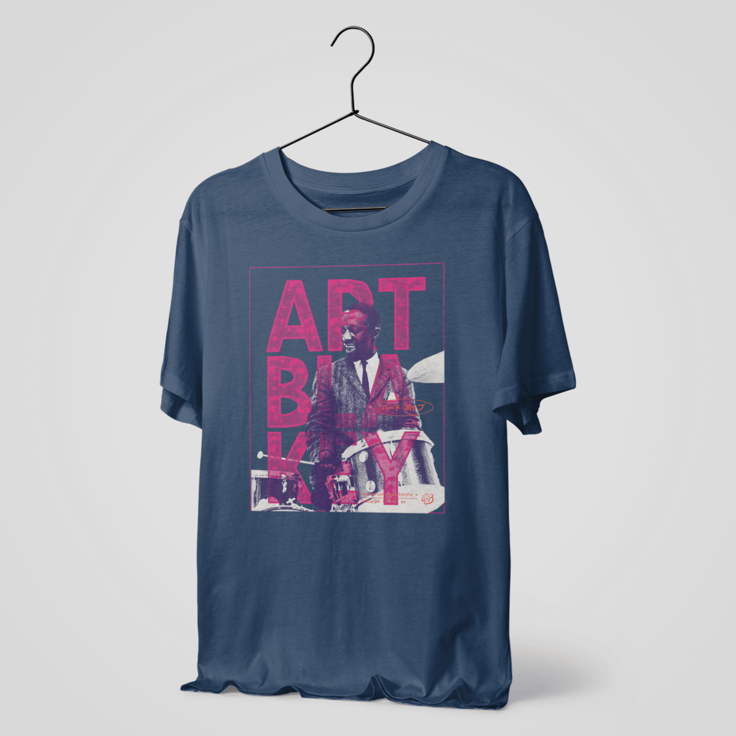 Jazz Legend Art Blakey T-Shirt True Navy Hanged