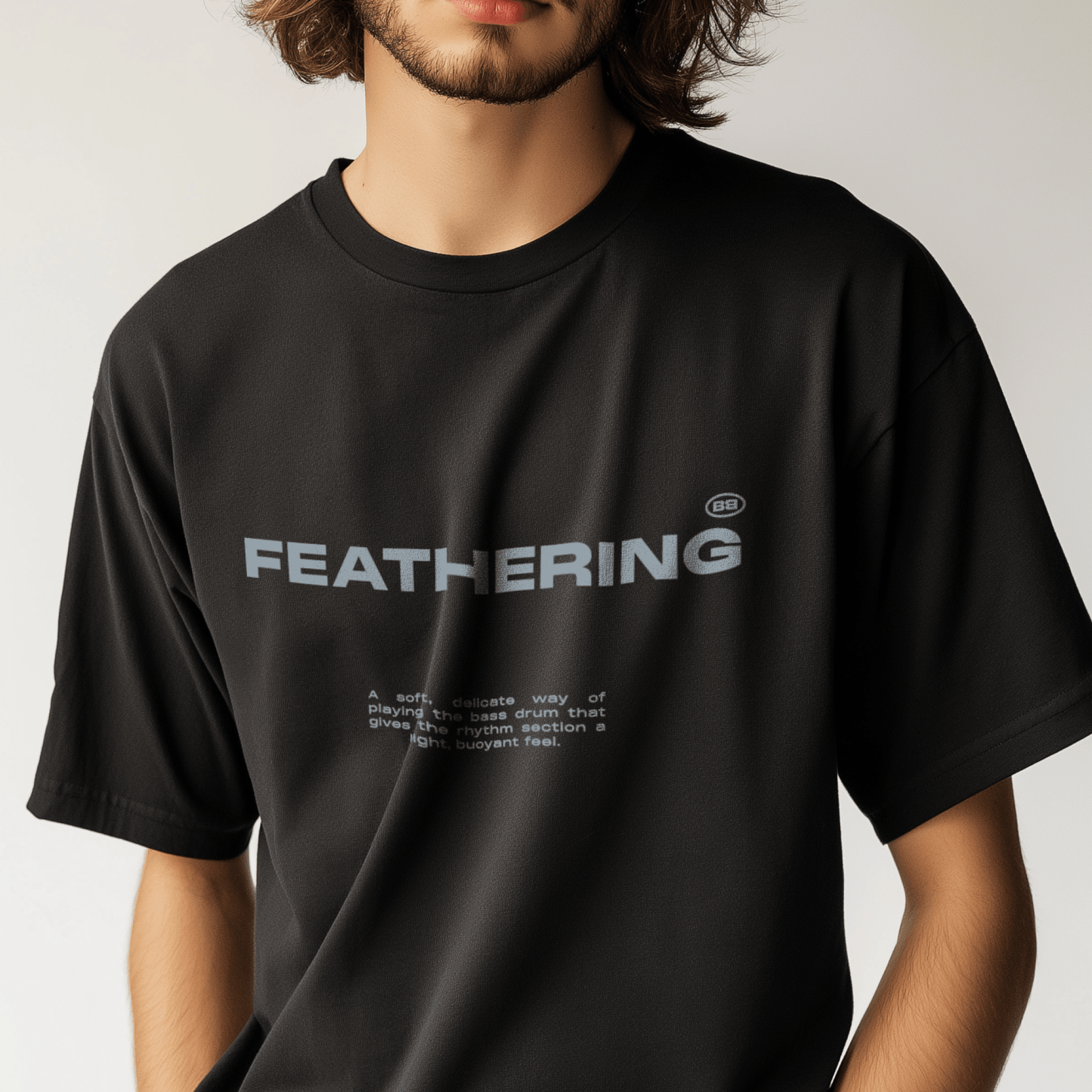 Rhythmic Minimalism T-Shirt – Unisex Heavyweight Tee Featuring “Feathering” Phrase | 100% Cotton