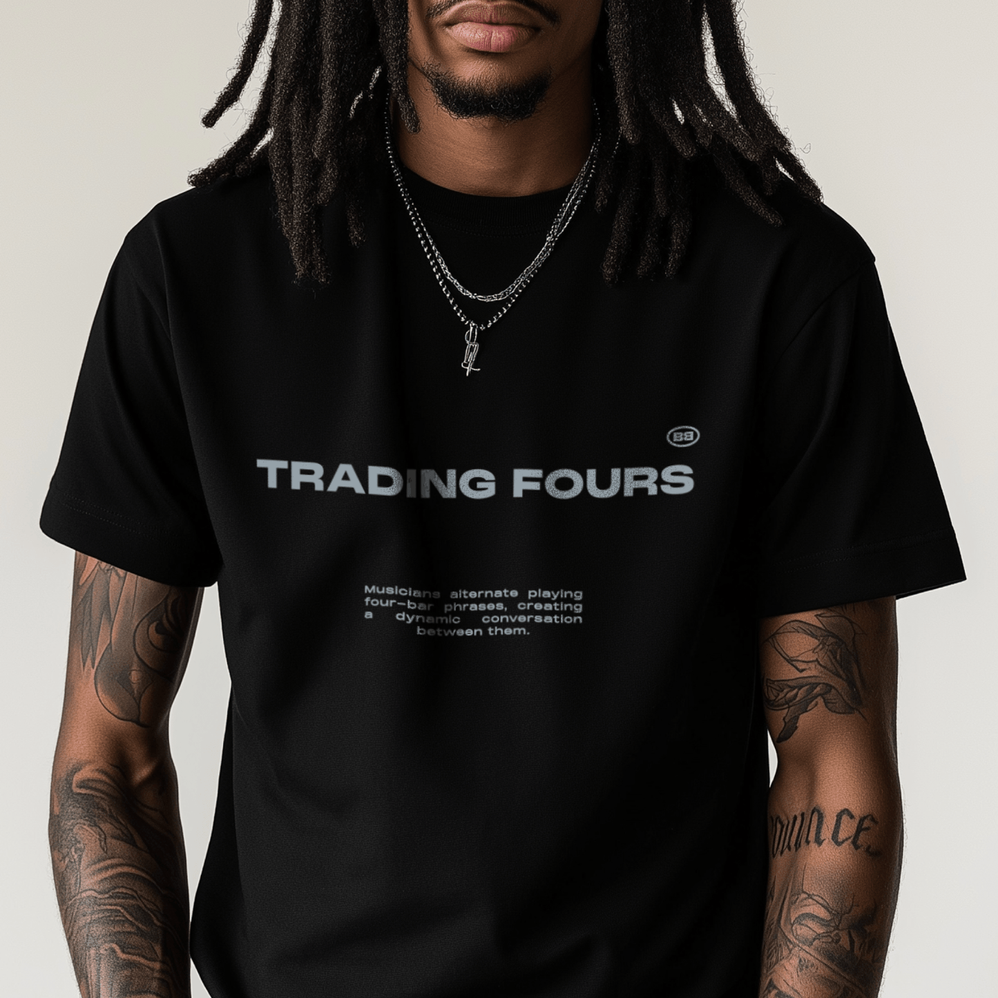 Rhythmic Minimalism T-Shirt – Unisex Heavyweight Tee Featuring “Trading Fours” Phrase | Soft Cotton