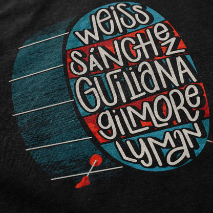 Legends of Rhythm Tee — Jazz Drummer Tribute Shirt (Weiss / Sánchez / Guiliana / Gilmore / Lyman)