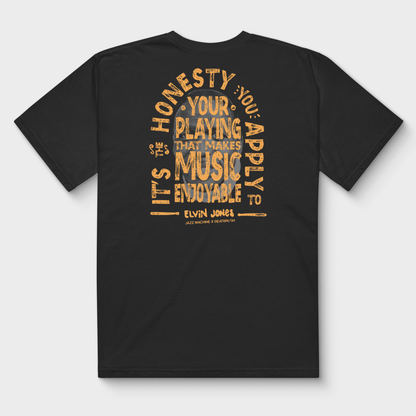 Vintage Elvin Quote & Jazz Machine Drumset Tee - Handmade Lettering