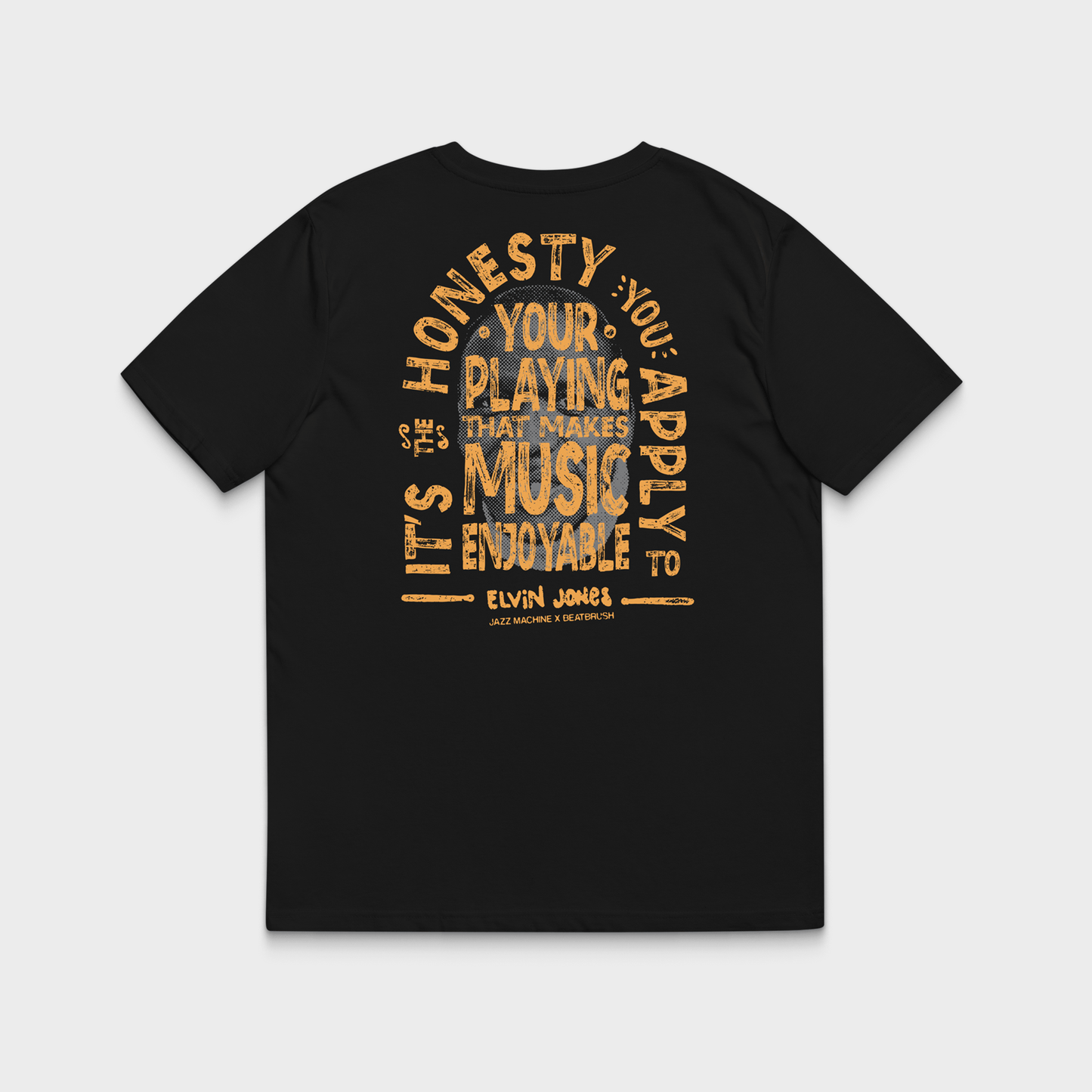 Elvin Jones “Jazz Machine” Tee — Vintage Quote & Drumset Tribute Shirt