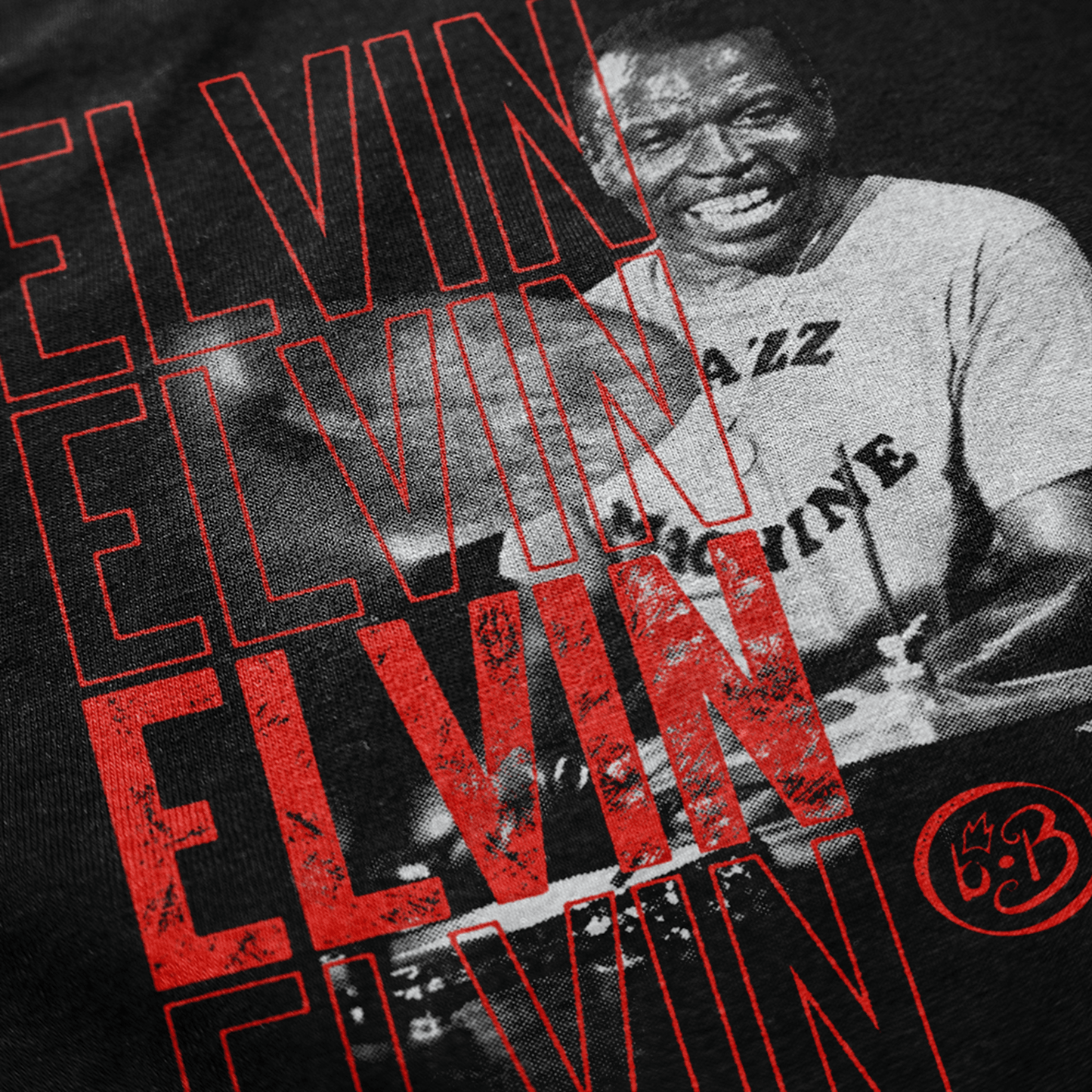 Vintage Elvin Jones Tee — Halftone Jazz Drummer Tribute Shirt
