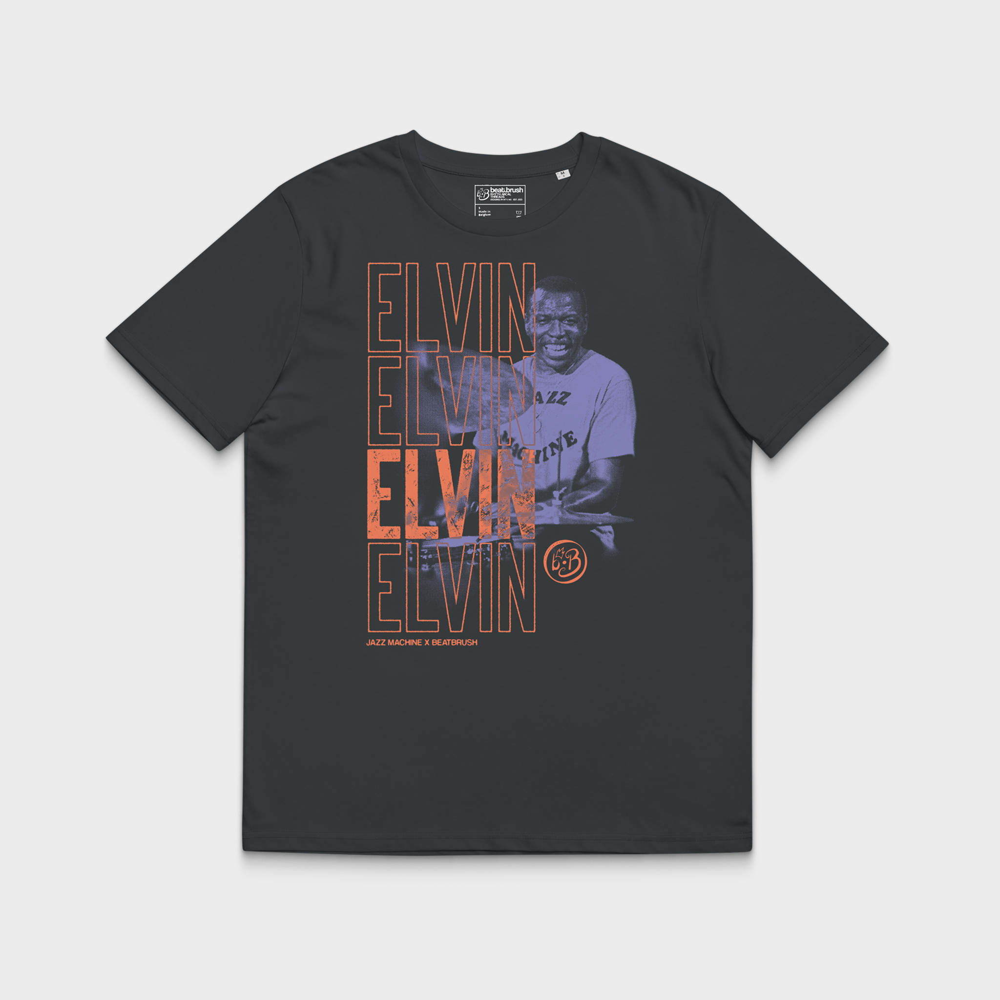Vintage Elvin Jones Tee — Halftone Jazz Drummer Tribute Tee