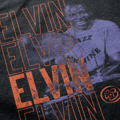 Vintage Elvin Jones Tee — Halftone Jazz Drummer Tribute Shirt
