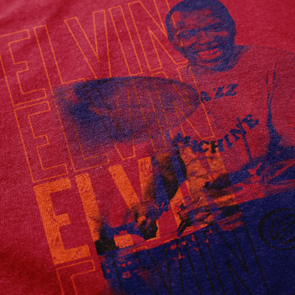 Vintage Elvin Jones Tee — Halftone Jazz Drummer Tribute Shirt