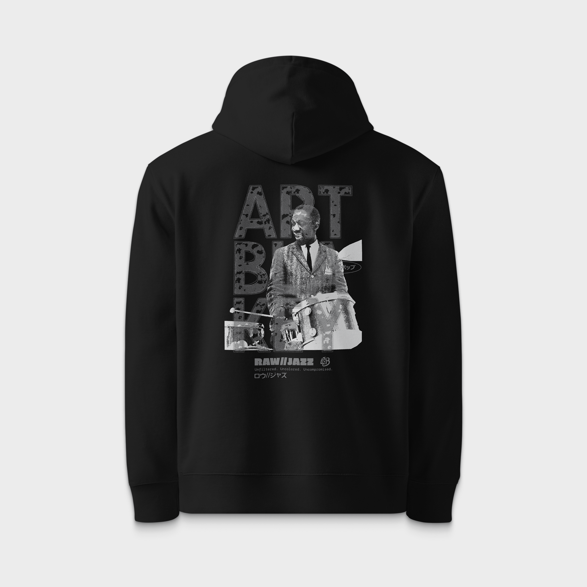 Art Blakey Hoodie — RAW//JAZZ Vol. 1 Monochrome Drum Tribute Hoodie
