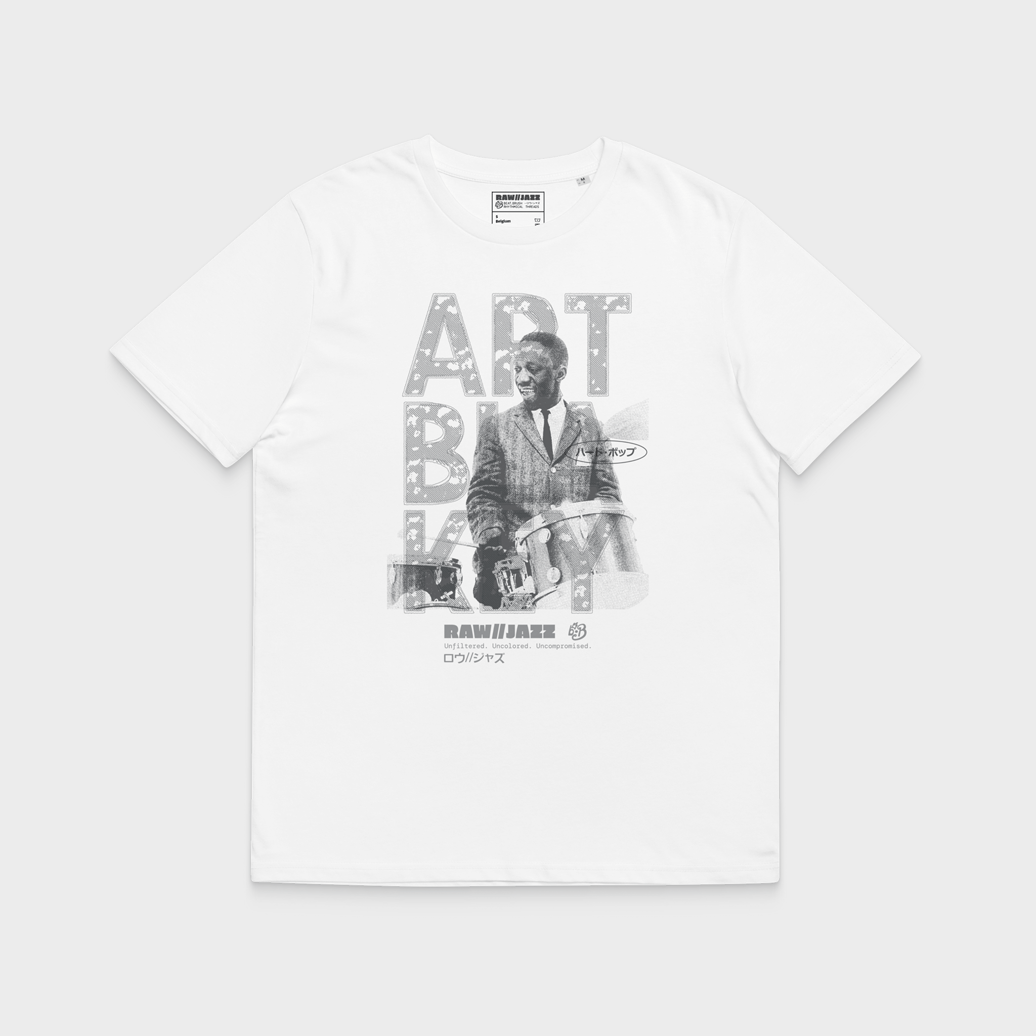 Art Blakey Tee — RAW//JAZZ Vol. 1 Monochrome Drum Tribute Tee