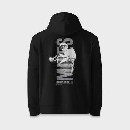 Miles Davis Hoodie — RAW//JAZZ Vol. 1 | BeatBrush Monochrome Street Merch