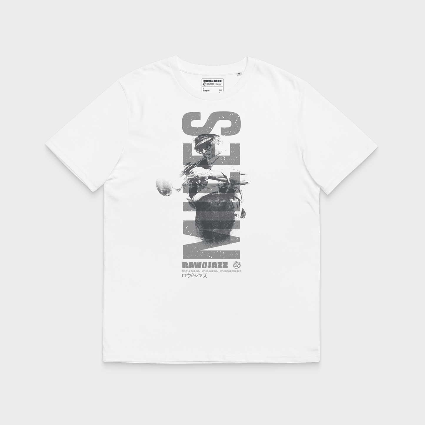 Miles Davis Tee — RAW//JAZZ Vol. 1 | BeatBrush Monochrome Street Merch