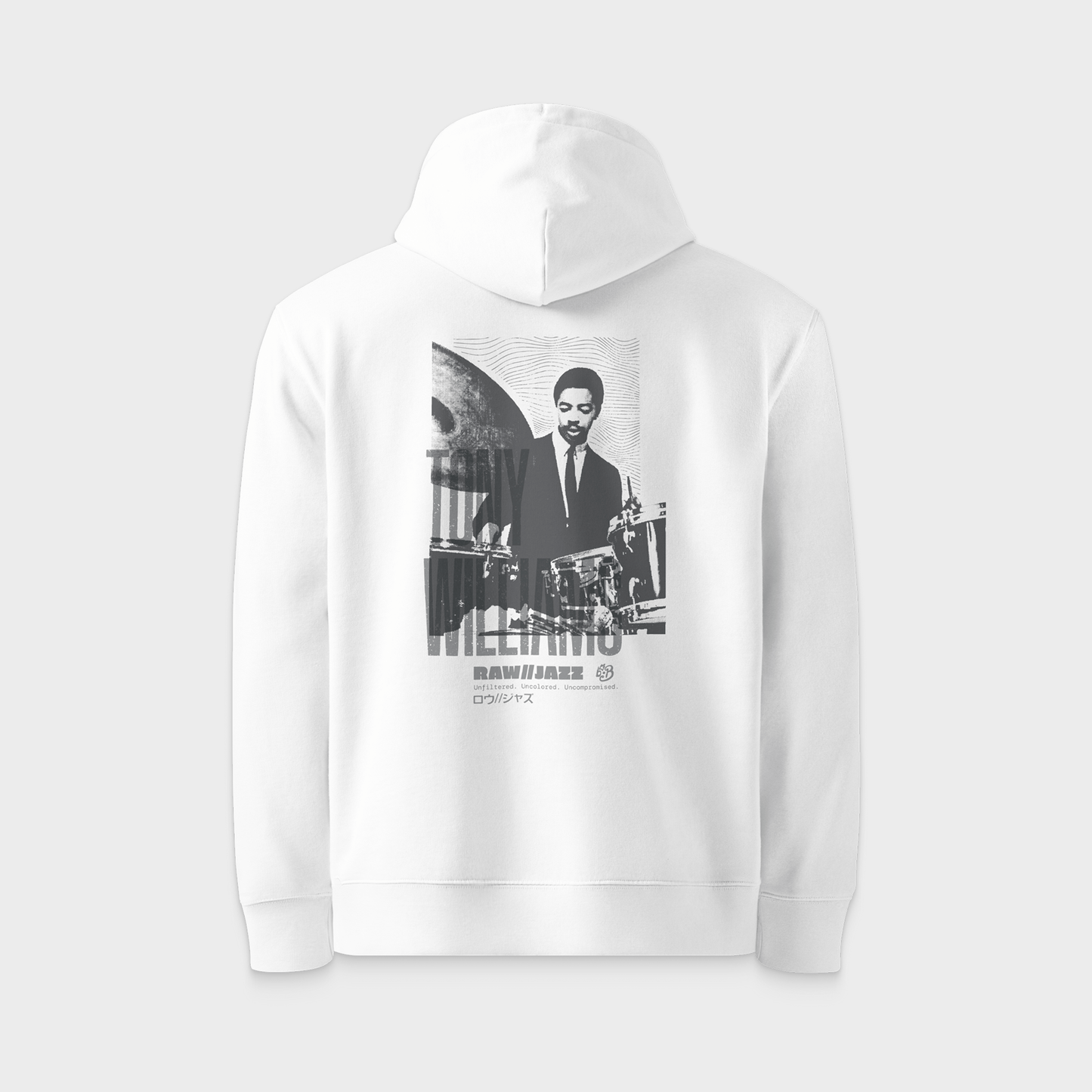 Tony Williams Hoodie — RAW//JAZZ Vol. 1 | BeatBrush Monochrome Street Merch
