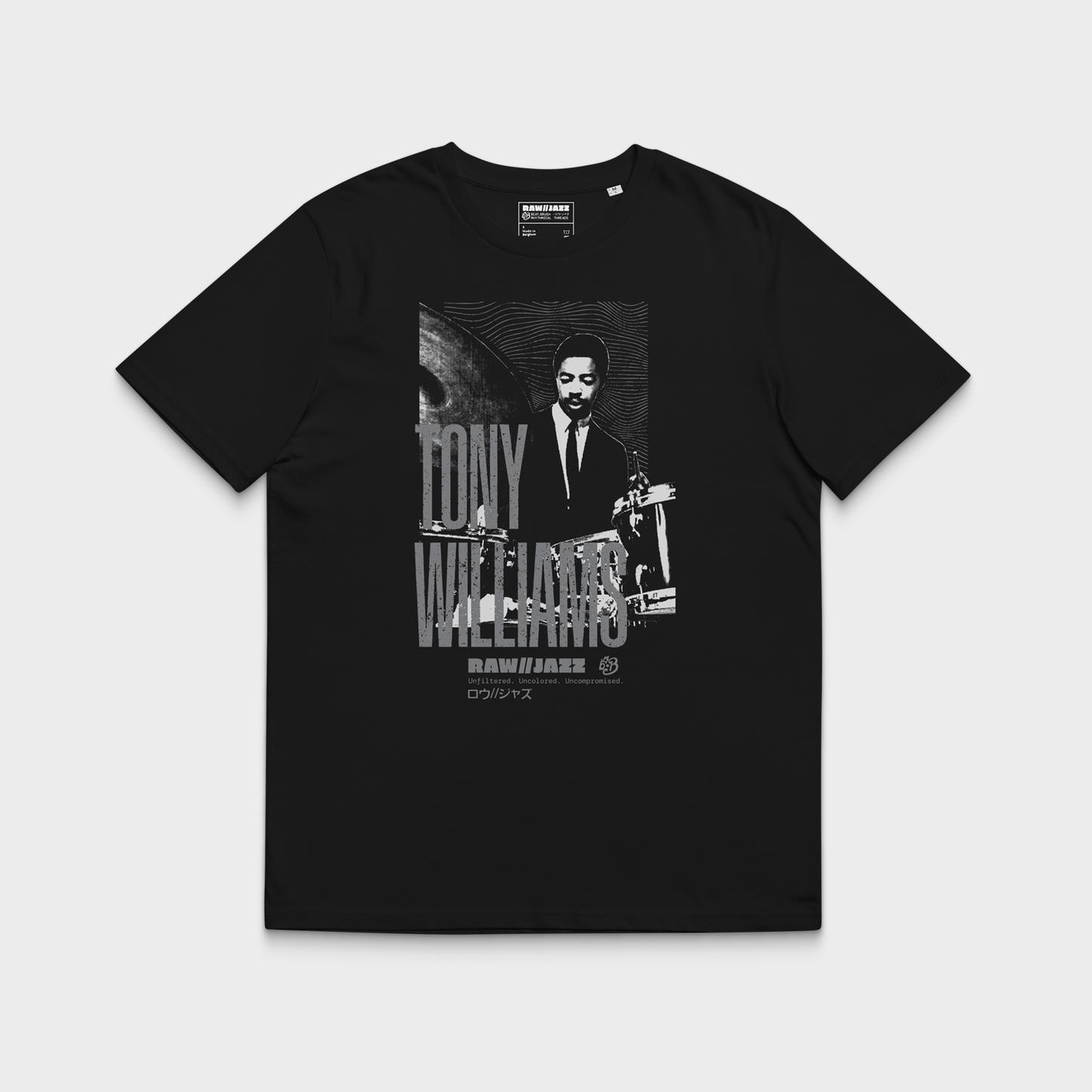 Tony Williams Tee — RAW//JAZZ Vol. 1 | BeatBrush Monochrome Street Merch