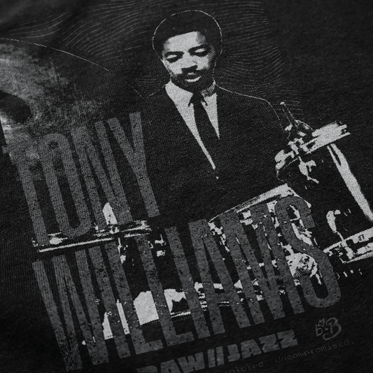 Tony Williams Hoodie — RAW//JAZZ Vol. 1 | BeatBrush Monochrome Street Merch