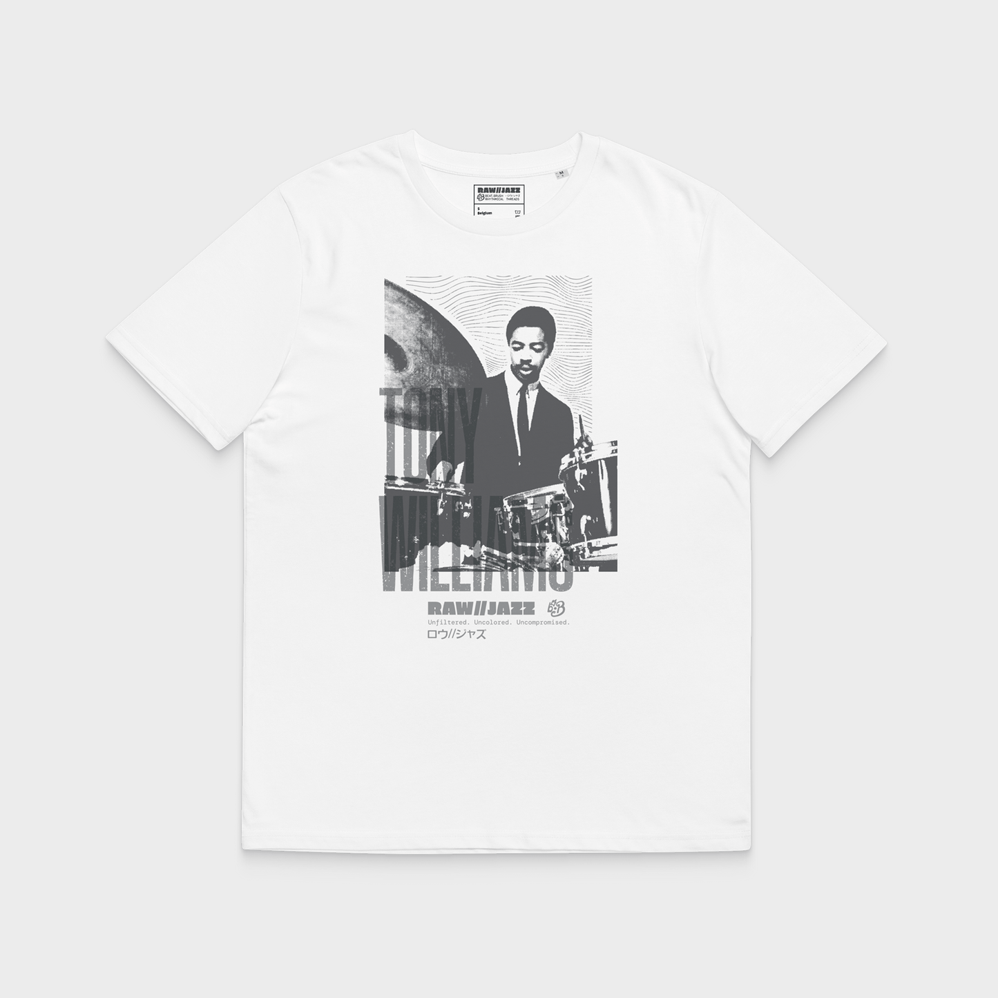Tony Williams Tee — RAW//JAZZ Vol. 1 | BeatBrush Monochrome Street Merch