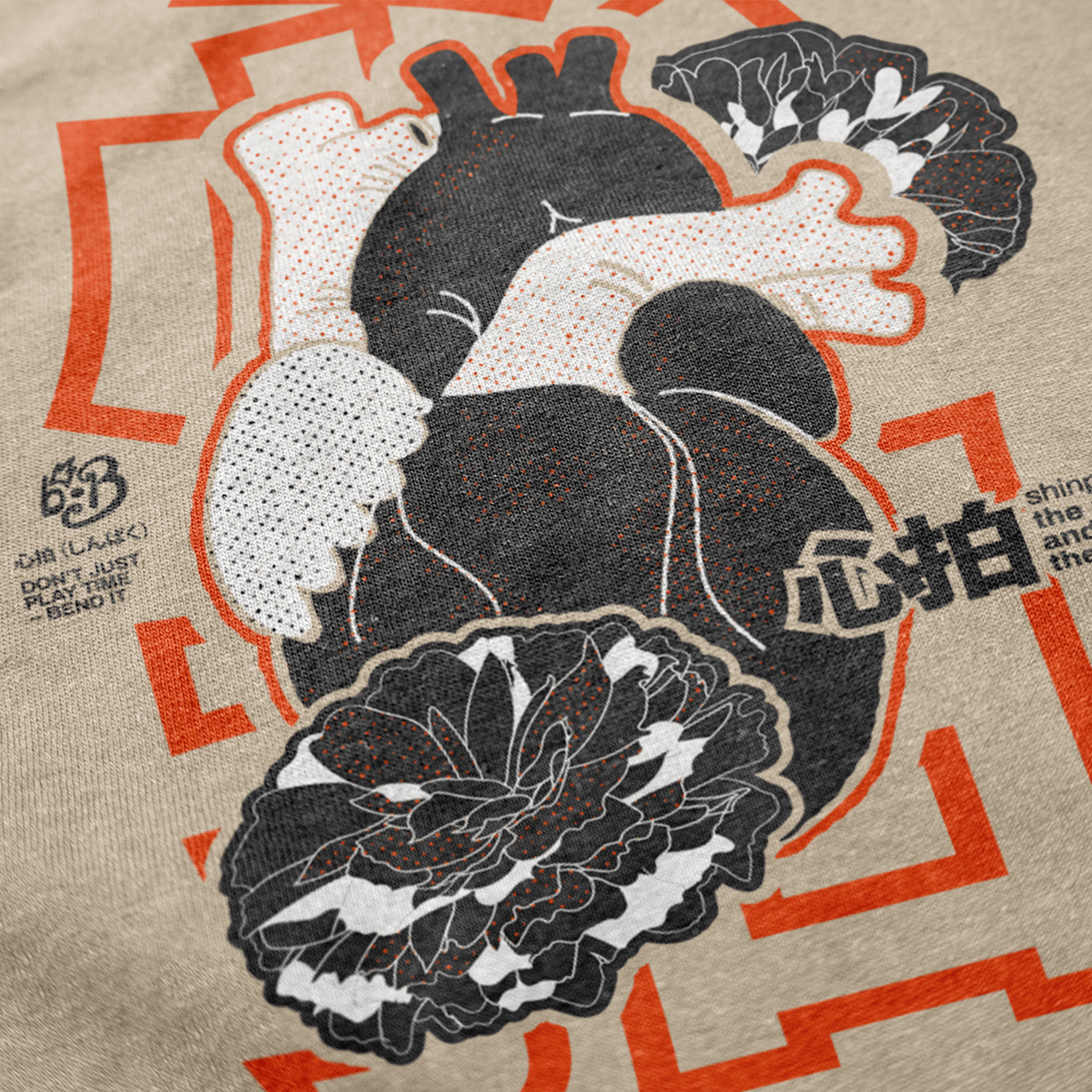 SHINPAKU Regular Fit T-Shirt — Black Organic Cotton Rhythm Tee